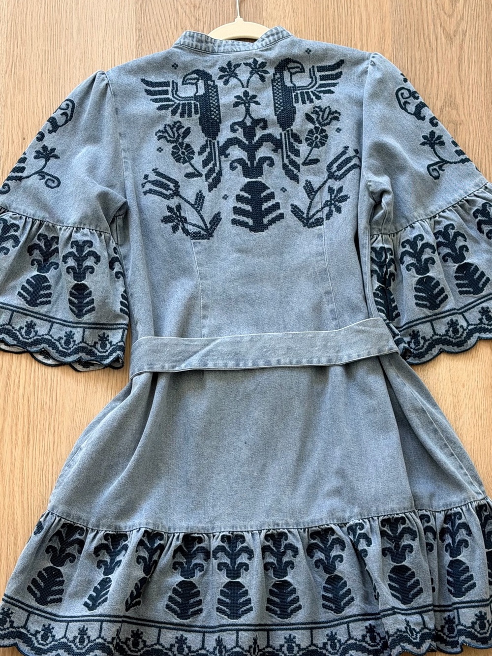 FARM RIO Denim Mini Dress with Navy Embroidery - Picture 4 of 6
